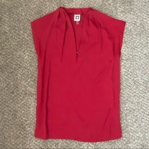 Anne Klein red cap sleeve blouse